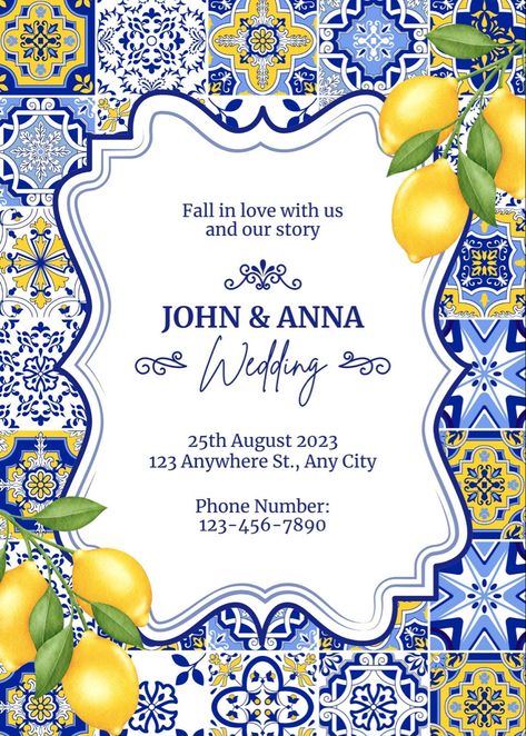 Awesome Canva Template for your invitation Medeteranian Party Decor, Lemon Amalfi Theme, Amalfi Coast Theme Invitation, Limon Them Party, Lemon Positano Theme, Positano Italy Bridal Shower Theme, Lemons Theme Party, Lemon Themed Birthday Party Ideas, Amalfi Coast Theme Birthday Party