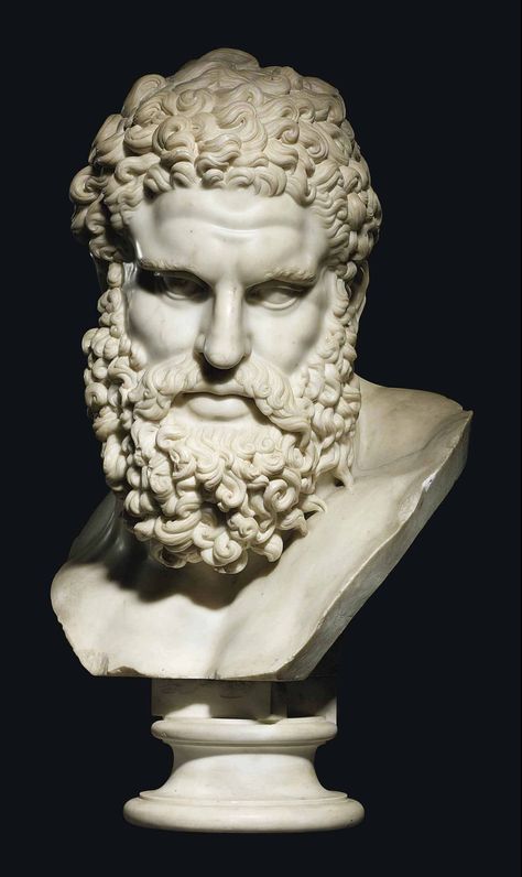 Farnese Hercules, Zeus Statue, Greek Mythology Statue, Roman Busts, Statue Tattoo, Ancient Greek Sculpture, Marble Bust, Roman Statue, Classic Sculpture