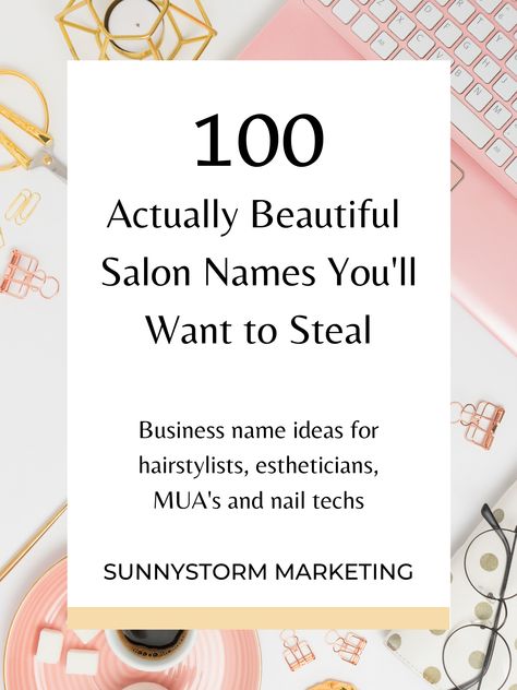 Aesthetician Business Name Ideas, Beauty Room Name Ideas, Esthetician Studio Names, Salon Studio Suite Names, Unique Esthetician Business Names, Esthetician Salon Names, Beauty Saloon Names Ideas Unique, Hair Studio Names Ideas, Salon Suite Name Ideas