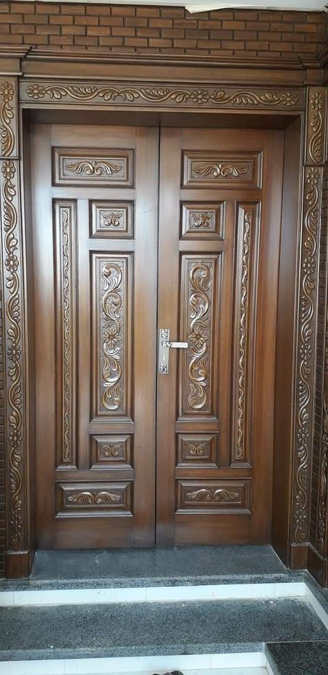 Wooden Double Front Doors Entrance Solid Wood, Double Door Design Wood Double Door Design Wood Indian, Main Double Door Design Wood, Front Double Door Design Wood Modern, Wooden Main Double Door Design, Wooden Door Ideas, Main Entrance Wooden Doors, Wooden Double Front Doors, Pakistani Furniture