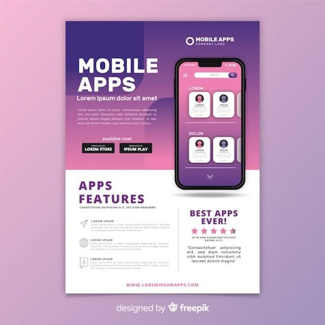 Application Ads, App Brochure, One Pager Design, Mobile App Flyer, App Flyer, App Poster, Presentation App, Leaflet Template, Medical Brochure