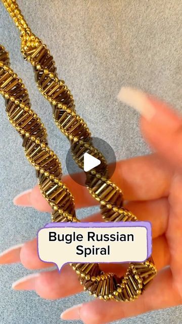 Sama_Jewels | Crafting Beauty Bead by Bead on Instagram: "Easy Russian Spiral necklace with bugle beads. You can get this unique look by using bugle beads. Full tutorial on my YouTube channel. See you there ! 🤗 . . #beading #tutorial #russianspiral #bead #handmadenecklace #buglebeads #elegantjewelry #diy #beadweaving" Bugle Beads Necklace, Bugle Bead Jewelry, Spiral Beaded Necklace, Russian Spiral, Spiral Necklace, Necklace Patterns, Beading Tutorial, Bugle Beads, Bags Tutorial