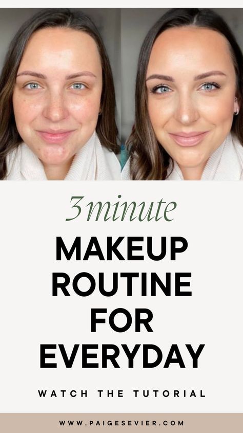 If you're a busy woman over 30 with less than 5 minutes to do your makeup - this easy everyday makeup routine is for you! This basic makeup for beginners comes together in 3 minutes for the perfect natural everyday makeup look & natural winter makeup look. Give this makeup tutorial a try & learn more about my favorite makeup products I used to create this look here! Minimalist Makeup Routine, 5 Minute Makeup Routine, Basic Makeup For Beginners, Easy Natural Makeup, Natural Makeup Routine, Easy Everyday Makeup, Quick Makeup Routine, Everyday Makeup Tutorial, Basic Makeup Tutorial