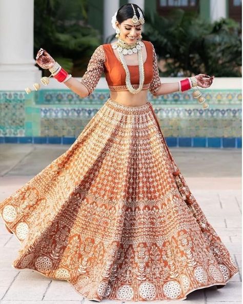 Orange Lehenga, Bridal Lehenga Designs, Lehnga Dress, Anita Dongre, Indian Bridal Lehenga, Bridal Outfit, Red Lehenga, Indian Bridal Outfits, Bridal Lehenga Choli