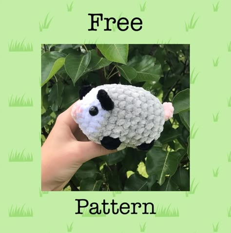 Alexis (@rumble_crochet) • Instagram photos and videos Small Blanket Yarn Amigurumi, Crochet Opossum Free Pattern, Simple Crochet Plushies, Green Things To Crochet, Free Crochet Plush Patterns, Crochet Possum Free Pattern, Free Plushie Crochet Patterns, Cute Crochet Plushies Free Pattern, Crochet Opossum