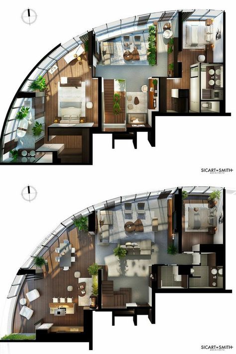 Penthouse Apartment Floor Plan, Penthouse Layout, Apartemen Studio, Duplex Penthouse, Southern House, House Floor Design, Luxury Penthouse, Apartment Floor Plans, Bed Modern