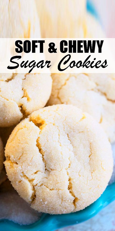 Learn how to make the best SUGAR COOKIES ever. This classic recipe requires simple ingredients and lots of vanilla flavor. No chilling of dough necessary! It's quick, easy and has an incredible soft and chewy texture. Perfect for the Christmas holiday season or all year round. Sugar Cookies Soft, Chewy Sugar Cookie Recipe, Soft Sugar Cookie Recipe, Soft Cookie Recipe, Sugar Cookie Recipe Easy, Easy Dessert Recipes Quick, Recipe Cookies, Best Sugar Cookie Recipe, Cookies Soft