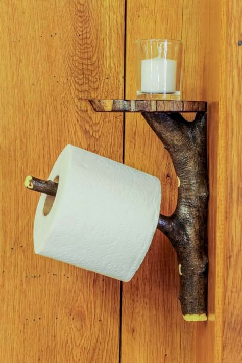 Wooden Toilet Paper Holder, Toilet Paper Holder Shelf, Diy Toilet Paper Holder, Wood Toilet Paper Holder, Log Cabin Decor, Diy Toilet, Dekor Diy, Rustic Cabin Decor, Diy Bathroom Decor