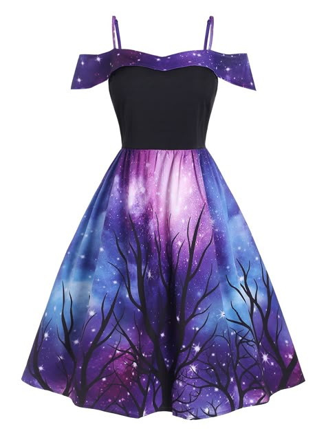 Galaxy Tree, Galaxy Outfit, Baju Kahwin, Galaxy Dress, Galaxy Fashion, Hanky Hem, Cute Prom Dresses, Pretty Prom Dresses, فستان سهرة