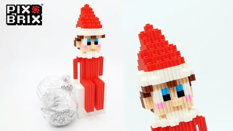 Pixbrix Templates, Elf Magnatiles, Elf Lego Ideas, Elf On The Shelf Perler Beads, 3d Perler Bead Christmas Ornaments, Elf Ornaments Plastic Canvas, Perler Art, Youtube Link, An Elf