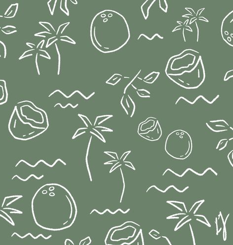 Green Coconut Aesthetic, Tropical Coconut Aesthetic, Coconut Background Wallpapers, Tropical Background Aesthetic, Palm Tree Print Pattern, Coconut Background, Coconut Wallpaper, Tropical Pattern Design, Coconut Illustration