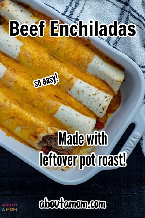 Roast Beef Burritos, Roast Beef Enchiladas, Canned Beef Recipe, Roast Beef Tacos, Leftover Beef Recipes, Leftover Roast Beef Recipes, Beef Enchiladas Recipe, Shredded Beef Enchiladas, Shredded Beef Recipes