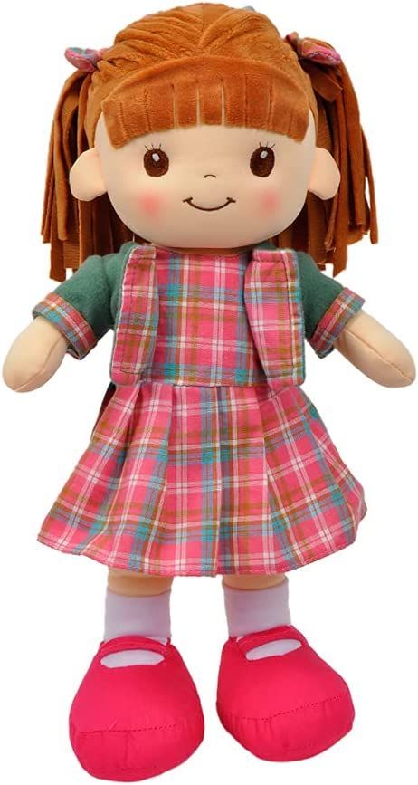 Linzy Toys, 16" Little Sweet Hearts Interactive Soft Plush RAG Doll, Embroidered FACE & Removable Clothes, Educational Doll, Muñecas de trapo para niña Star Pasta, Pink Plaid Dress, Sweet Hearts, Embroidered Face, Etsy Seo, Plaid Bow, Soft Dolls, Pink Plaid, Rag Doll