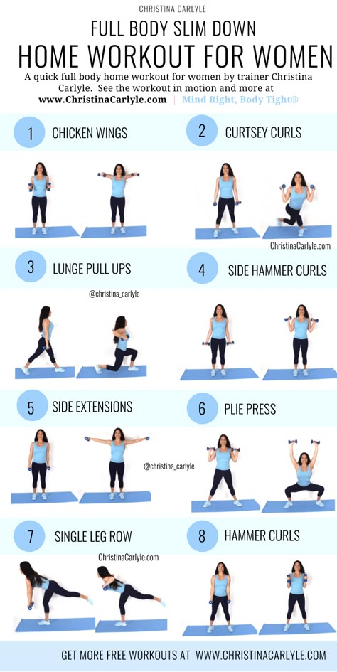 Fat burning home workout for women and beginners. This full body home workout will help you burn fat and get fit. This fat-burning workout is perfect for busy women and beginners. https://christinacarlyle.com/fat-burning-home-workout-women/ Fat Burning Home Workout, Home Workout For Women, Gym Antrenmanları, Beginner Workouts, Endurance Training, Body Workout At Home, Health And Exercise, Garage Gym, Beginner Workout