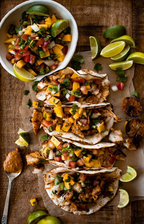 Tropical Fish Tacos, Mango Fish Tacos, Jerk Fish Tacos, Caribbean Tacos, Shrimp And Fish Tacos, Cuban Tacos, Crunchy Fish Tacos, Carribean Meals, Mahi Mahi Tacos With Mango Salsa