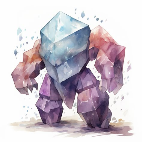 Rock Elemental Fantasy Art, Crystal Dragon Dnd, Crystal Monster Concept Art, Rock Creature Concept Art, Crystal Creature Art, Space Monster Concept Art, Slime Fantasy Art, Crystal Character Design, Dnd Crystal