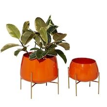 Orange Metal Modern Planter Set Large Planters Indoor, Mcm Planter, Yellow Planter, Dwelling Place, Garden Goals, Contemporary Planters, Iron Planters, Modern Planter, Planters For Sale