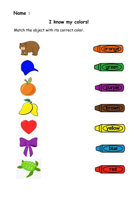 Matching Worksheet Preschool, Match Colors Worksheet, Match The Colors Worksheet, Colors For Preschoolers, Identifying Colors Worksheet, Color Matching Worksheet, Coloring For Preschool, Coloring Worksheets For Preschoolers, Colors Worksheets For Kids Kindergarten