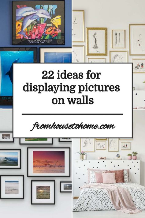 22 ideas for displaying pictures on walls Picture Clusters On Wall, Vintage Picture Gallery Wall, Picture Frame Arrangements On Wall, Mixed Gallery Wall Photos And Art, How To Arrange Photos On Wall, Wall Layout For Pictures, How To Put Pictures On Wall, Wall Photo Frame Ideas Living Rooms, Picture Layouts On Wall