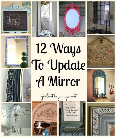 12 ways to update a mirror, from some fabulous bloggers! Includes links to tutorials for each. Diy Storage Rack, Mirror Makeover, Bloggers To Follow, Funky Junk, Mirror Mirror On The Wall, Diy Mirror, Mirror Frame, Mirror On The Wall, Redo Furniture