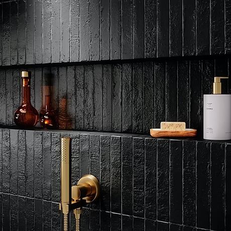 Zellige Tiles | TileBar.com Black Tile Bathrooms, Black Subway Tiles, Cleaning Ceramic Tiles, Cleaning Tile Floors, Bullnose Tile, Matte Ceramic, Black Tiles, Tile Trim, Black Bathroom