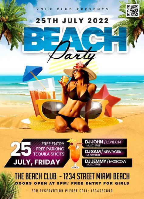 Download the Free Beach Party Flyer Template! - Free Club Flyer, Free Flyer Templates, Free Party Flyer - #FreeClubFlyer, #FreeFlyerTemplates, #FreePartyFlyer - #Club, #DJ, #Electro, #Music, #Night, #Nightclub, #Party Beach Party Flyer, Social Media Summer, Free Flyer Design, Free Psd Flyer Templates, Event Advertising, Flyer Free, Free Psd Flyer, Party Flyer Template, Electro Music