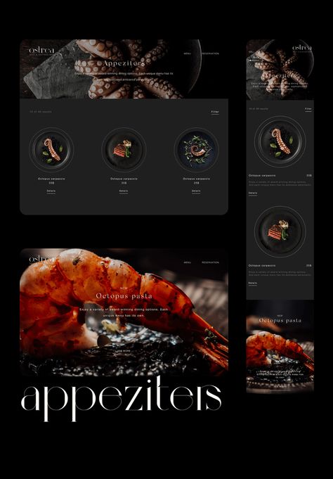 Restaraunt Website Design, Restaurant Menu Web Design, Dark Menu Design, Website Design Restaurant, Luxury Restaurant Menu Design, Chef Website Design, Web Menu Design, Dining Menu Design, Food Mood Board