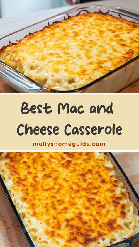 Indulge in the ultimate comfort food with this delicious mac and cheese casserole recipe. Creamy, cheesy, and oh-so-satisfying, this dish is perfect for cozy nights in or family gatherings. Baked to golden perfection, every bite is a taste of pure bliss. Whether you're a fan of classic cheddar or love to mix it up with different cheeses, this versatile dish is sure to please everyone at the table.  Ingredients 1 lb elbow pasta 5 tbsp unsalted butter 5 tbsp all-purpose flour 1 1/2 tsp ground must Mac N Cheese Casserole, Cheese Casserole Recipes, Delicious Mac And Cheese, Mac And Cheese Recipe Soul Food, Easy Mac N Cheese Recipe, Macaroni And Cheese Casserole, Best Mac N Cheese Recipe, Mac And Cheese Casserole, Baked Mac And Cheese Recipe