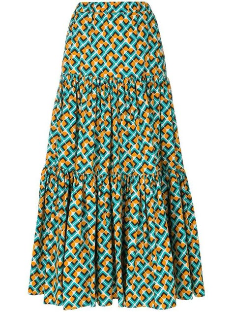 Skirts Tiered, Skirt Frill, Latest Ankara Dresses, Flouncy Skirt, Patterned Skirts, African Print Skirt, Long African Dresses, African Skirts, Frill Skirt