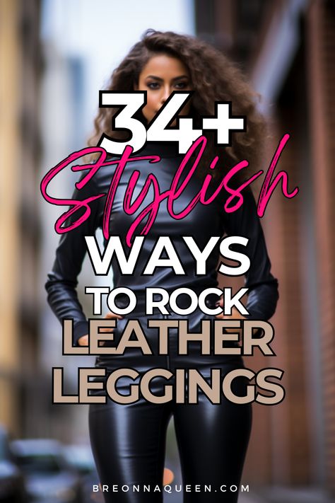 Top For Leather Leggings, Women’s Leather Leggings Outfit, Black Leather Leggings Fall Outfit, All Black Leather Leggings Outfit, Translucent Leggings Outfit, Shirts To Wear With Leather Leggings, How To Wear Patent Leather Leggings, Leather Pants With Thigh High Boots, Blazer With Leather Pants Outfit