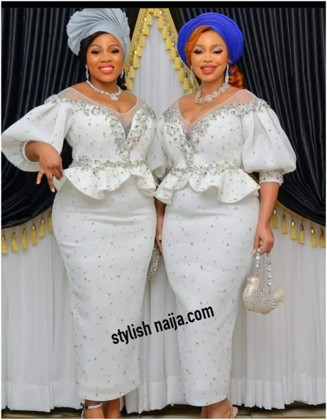 Gorgeous and Stunning Styles For Celebrations and Occasions. - Stylish Naija Lace Kaba, White Lace Styles, White Beaded Dress, Lace Long Gown, Lace Dress Classy, Stylish Naija, African Party Dresses, Classy Short Dresses, Nigerian Lace Styles