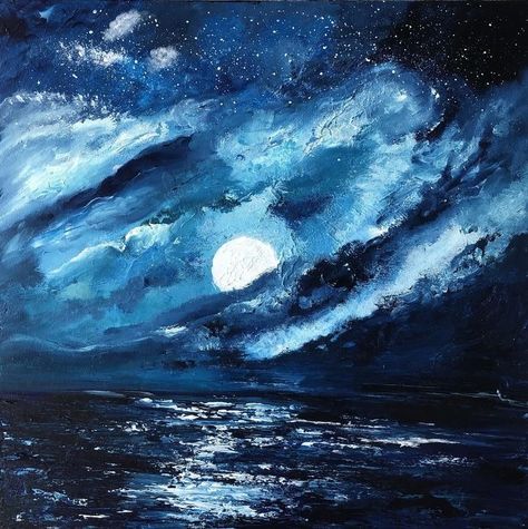 Images Terrifiantes, Blue Aesthetic Dark, Arte Inspo, Blue Hour, Blue Painting, Ethereal Art, The Night Sky, Dreamy Art, Blue Art