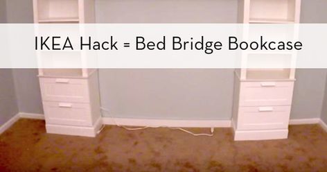 Yes, this lovely "bed bridge" bookcase was made using IKEA bookcases. Bed Bridge Bookcase Ikea Hacks, Bed Bridge Bookcase, Bed Bridge, Ikea Bookcases, Build A Bed, Ikea Bookcase, Built In Bed, Bed Stand, Canopy Bedroom