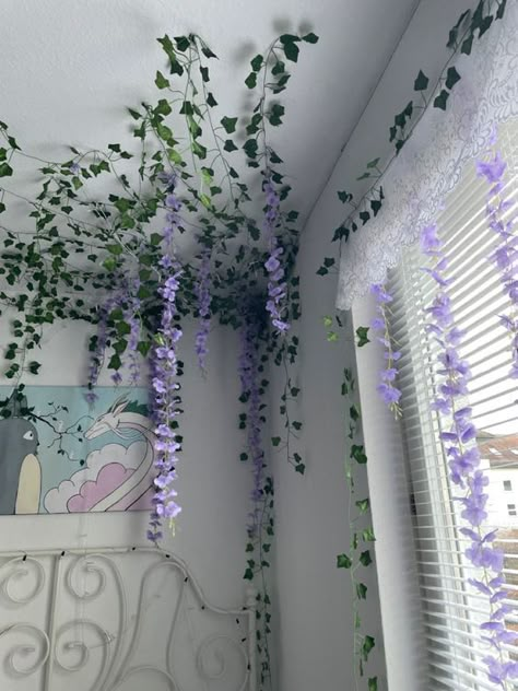 Decor Ideas, Ceiling, Bedroom, Purple, Flowers, White