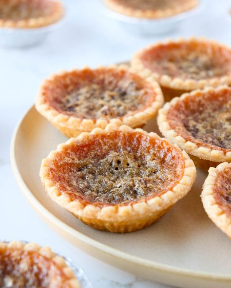 Canadian Butter Tarts (with frozen tart shells) - Knead Some Sweets Frozen Tart Shell Recipes, Healthy Butter Tarts, Butter Tarts With Raisins, Raisin Butter Tarts Recipe, Tenderflake Tart Shell Recipes, Butter Tarts No Corn Syrup, Vinegar Tarts, Butter Tart Squares Recipe, Butter Tart Filling Recipe