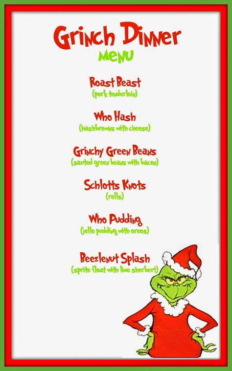 Grinch Themed Dinner, Grinch Dinner, Grinch Movie Night, Disney Movie Night Food, Themed Movie Night, Disney Movie Night Dinner, Movie Dinner, Grinch Movie, Movie Night Theme