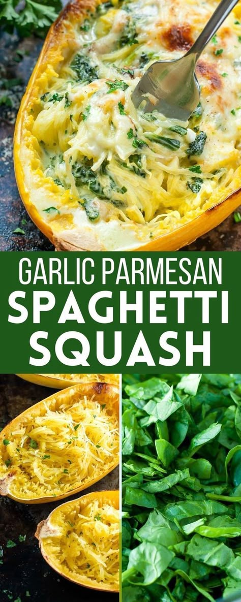 Spaghetti Squash Recipes Lemon, Cheesy Garlic Spaghetti Squash, Spaghetti Squash Recipes Cheesy, Garlic Parmesan Baked Spaghetti Squash, Spaghetti Squash Sheet Pan Dinner, Puree Dinner Ideas, Thm Spaghetti Squash Recipes, Spaghetti Squash Dishes, Spaghetti Squash Recipes Garlic Parmesan