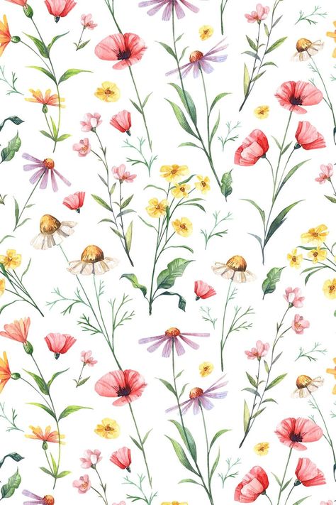 Watercolor, seamless pattern with delicate wildflowers and herbs. Romantic, floral background. Floral wallpapers in retro style with wild plants. Find & Download Free Graphic Resources for Seamless Pattern Vectors, Stock Photos & PSD files. Wild Flower Print, Wild Flowers Background, Wild Flower Pattern, Fairy Garden Background, Wildflower Wallpaper, Tattoos Color, Wildflower Drawing, Wildflower Pattern, Wildflower Paintings