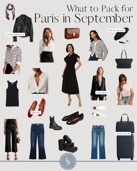 What to Pack for Paris in September What To Pack For Paris In September, Shoes For Rainy Weather, Paris Capsule Wardrobe, Paris Weather, Everyday Parisian, Paris Trip Outfits, What To Pack For Paris, Paris In October, Paris In September