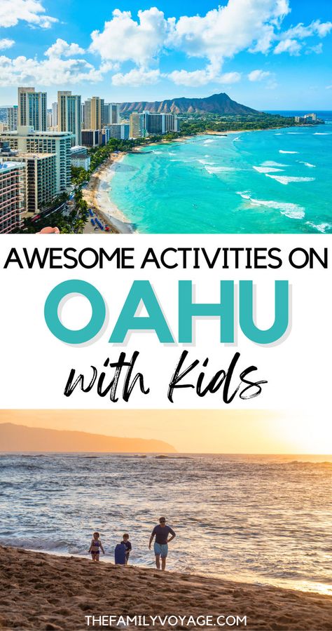 Heading to Oahu, Hawaii with the family? Check out our ultimate guide to the best kid-friendly attractions and activities. Whether you're exploring the lush trails, visiting historic sites, or enjoying the stunning beaches, this list will help you create memories that last a lifetime! | Oahu with kids what to do | Oahu with kids things to do | Oahu travel guide | Oahu travel tips | Hawaii travel guide | Hawaii family vacation Oahu Luau, Oahu Things To Do, Oahu Itinerary, Hawaii With Kids, Hawaii Family Vacation, Things To Do On Oahu, Hawaiian Resorts, Oahu Vacation, Oahu Travel