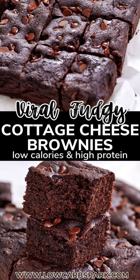 These Cottage Cheese Protein Brownies are rich and chocolatey, packing 7 grams of protein per brownie. Flourless, sugar-free, and under 100 calories, they're the perfect high-protein snack Protein Ice Cream Recipes, Cheese Brownies, Protein Brownies, Under 100 Calories, Protein Ice Cream, High Protein Low Calorie, 100 Calories, Cream Recipes, Ice Cream Recipes