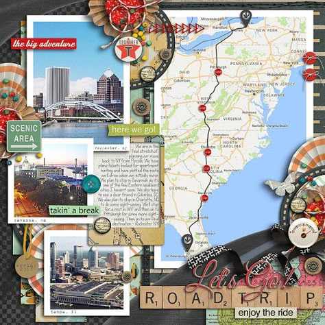 Scrapbooking Layouts Travel, Travel Journal Pages, Cruise Scrapbook, Travel Scrapbook Pages, Album Photo Scrapbooking, Travel Journal Scrapbook, Travel Album, Vacation Scrapbook, Scrap Booking Ideas