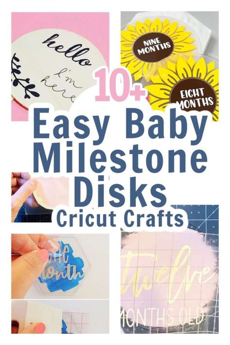 Circuit Nursery Projects, Baby Milestone Ideas, Diy Baby Milestone Ideas, Gift Sets For Baby Cricut, Cricut Baby Projects, Diy Milestone Cards, Diy Milestone Discs, Acrylic Milestone Discs Diy, Cricut Milestone Cards