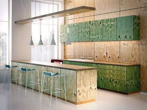 Plywood Kitchen Design, Dining Furniture, Kitchen Islands, 35 Modern Kitchens Dyed Plywood, Osb Kitchen, Coloured Plywood, Kitchen Plywood, Osb Design, Ply Kitchen, Stained Plywood, Timber Joinery, Plywood Design