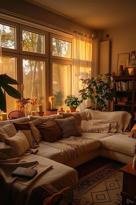 Simple Cosy Home, Semi Modern House Interior Design, Comfy Apartment Aesthetic Living Room, Comfy Vintage Living Room, Cute House Interior Living Room, Aesthetic Cute Living Room, Vintage Style House Interiors, Cosy Vintage Living Room, Living Room Designs Earth Tones