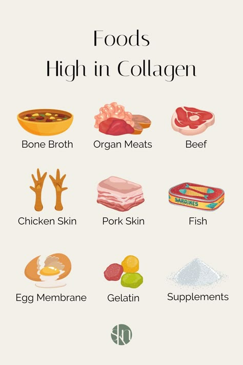 Looking to eat more collagen-rich foods? Here is a list of the top foods high in collagen that you can add to your diet today. Food High In Collagen, Foods For Collagen, Collagen Natural Sources, Food Rich In Collagen, Increase Collagen Production, Collagen Food Recipes, High Collagen Foods, Collagen Food Sources, Food With Collagen