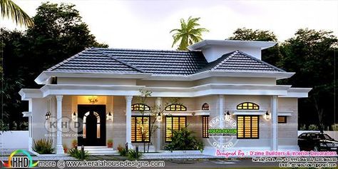 Kerala Home Design, Single Floor House Design, Modern Bungalow House Design, Online Architecture, Villa Exterior, Kerala Home, Bungalow Style House Plans, Contemporary House Exterior, Kerala House