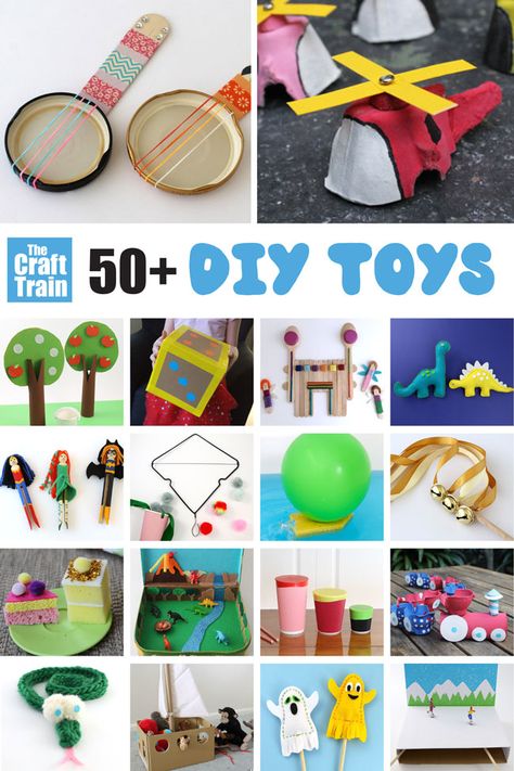 50 fun DIY toys for kids including games you can make, toys for pretend play, imaginary play, STEM crafts and more #imaginaryplay #handmadetoys #pretendplay #diytoys #craftsforkids #play #kidsactivities #creativekids #toys #spongecrafts Diy Recycled Toys, Diy Toys For Kids, Babble Dabble Do, Toys To Make, Recycled Toys, Play Kitchens, Kids Play Kitchen, Simple Toys, Homemade Toys