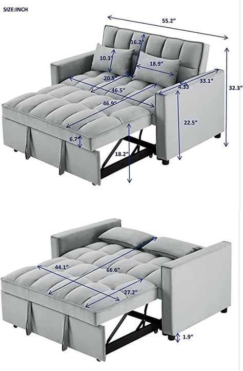 AmazonSmile: Modern Convertible Sofa Bed with Adjustable Backrest and 2 Lumbar Pillows, Velvet Loveseat Sleeper Sofa Couch with Pull-Out Bed for Small Spaces (Grey+Velvet9) : Home & Kitchen Fold Out Sofa Bed, Sleeper Sofa Living Room, Softline Furniture, Sofa Come Bed, Modern Convertible Sofa, Sofa Bed For Small Spaces, Best Sleeper Sofa, Loveseat Sleeper Sofa, Beds For Small Spaces