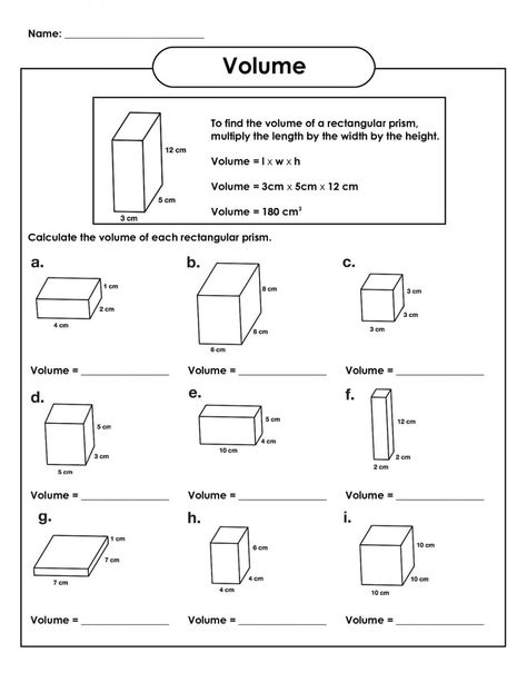 Math Worksheets 6th Grade, Grade 5 Math Worksheets, Volume Worksheets, Volume Math, Area Worksheets, Free Printable Kindergarten Worksheets, Maths Worksheet, 5th Grade Worksheets, Free Printable Kindergarten